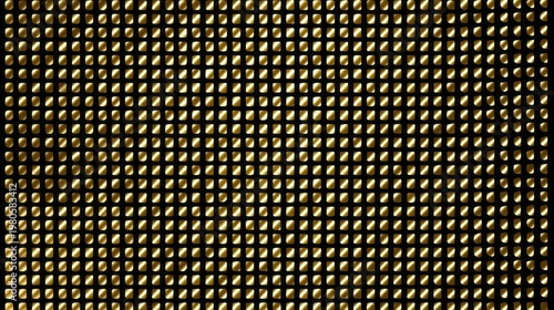 Numerous small, reflective golden squares form a shimmering grid pattern against a dark background