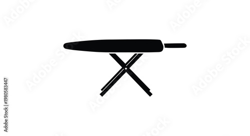 A simple black silhouette of an ironing board with a distinct shape