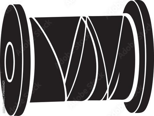 Black dvd spool with white lines