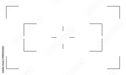 Minimal camera focus frame viewfinder overlay isolated on transparent background