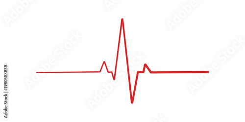Red heart rate pulse line for medical health monitoring and cardiology diagnostic concept graphic design