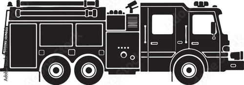 Black fire truck side view vehicle emergency transportation