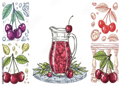 Delicious Fresh Cherry Juice and Berries Collection - Perfect for Summer Refreshment