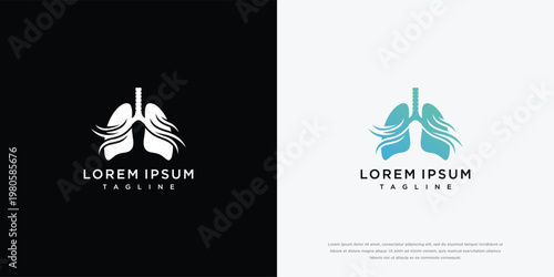 Modern Lungs Logo with Abstract Waves for Respiratory Health and Breathing Concept