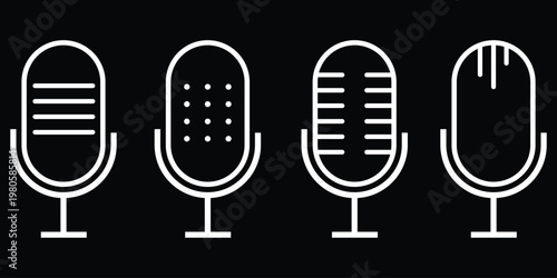 Quadro su tela microphone icon set, voice icon symbol, record web icon vector illustration on white background