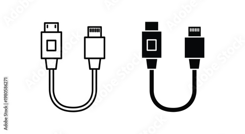 Four different connector types displayed in a simple black and white silhouette