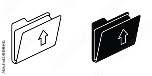 Two folder icons with upward arrows indicating upload or creation of new files