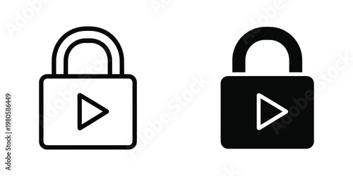 Contrasting locked media play icons with different color schemes for visual emphasis