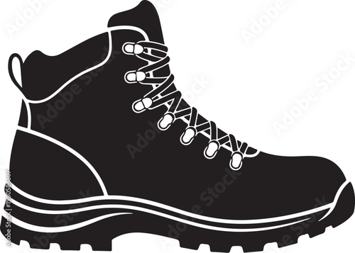 Black hiking boot with white outlines shoe footwear