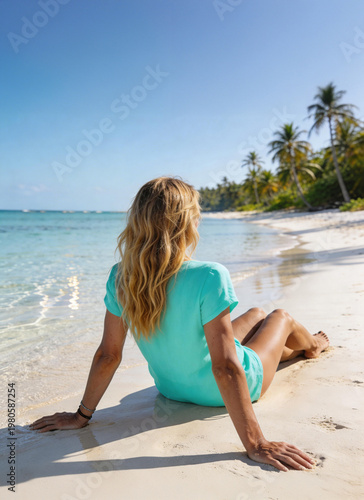 Woman relaxing on the tropical beach