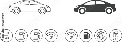 Set of Green Eco-Friendly Icons Featuring Electric Vehicle Charging and Sustainable Energy LeafSet of Green Eco-Friendly Icons Featuring Electric Vehicle Charging and Sustainable Energy Leaf