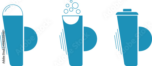 cups with foamy drinks and juices, foam and bubbles, tableware