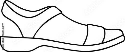 Simple outline of a comfortable mens or unisex sandal for casual outdoor wear