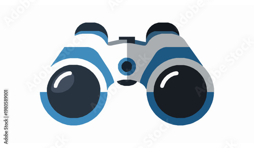 Binoculars flat vector illustration for exploration and observation design