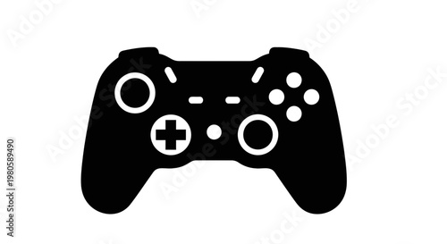 A black illustration of a video game controller on a white background d2 65