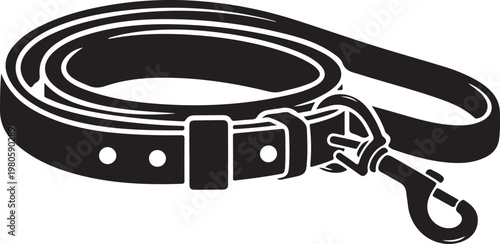 Black leather dog leash with metal clip leather leash