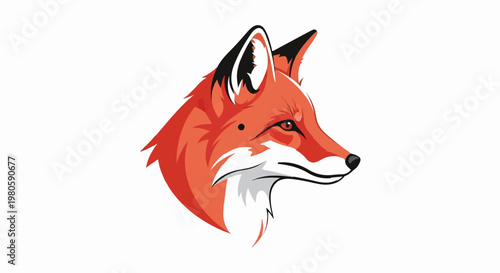 Stylized orange fox profile, sharp features, alert expression, white background