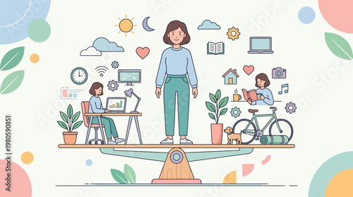 Inclusive teamwork in a vibrant workspace: diverse people using laptops, wheelchairs, and digital devices.