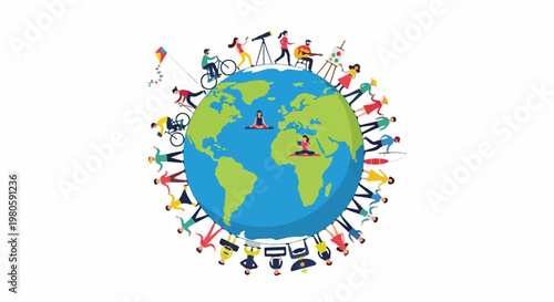Diverse people engaged in various activities around the world