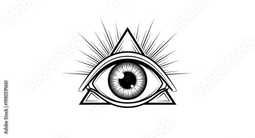All Seeing Eye Black White Vector