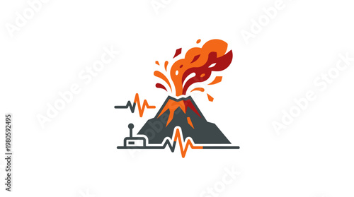 Volcano Eruption with Seismic Activity Concept