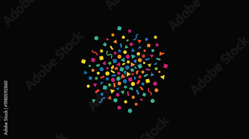 Colorful Confetti Burst on Black Background