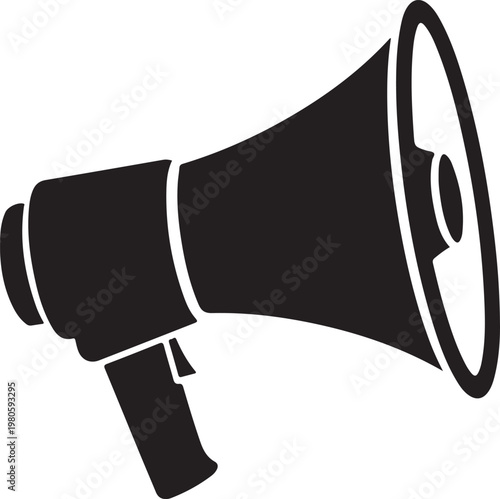 Black megaphone on white background loudspeaker amplifier