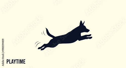 Silhouette of a playful dog jumping in the air.