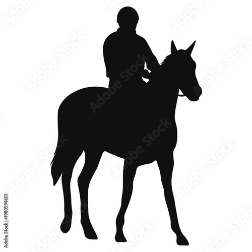 Horse Riders Silhouette on White Background. Vector Illustration.