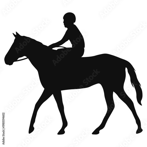 Horse Riders Silhouette on White Background. Vector Illustration.