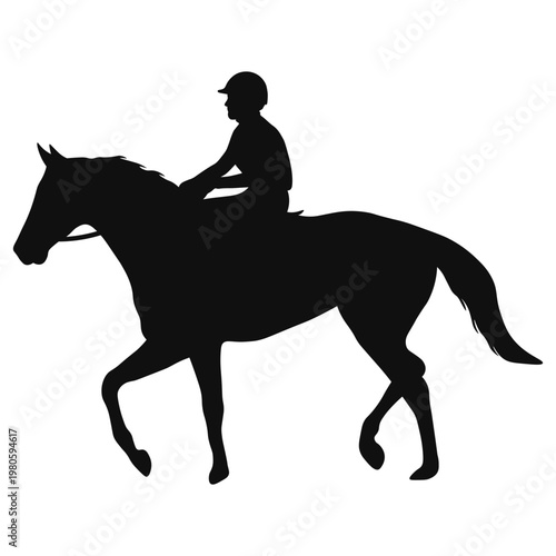 Horse Riders Silhouette on White Background. Vector Illustration.