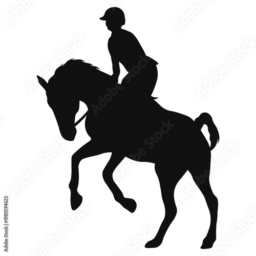 Horse Riders Silhouette on White Background. Vector Illustration.