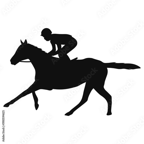 Horse Riders Silhouette on White Background. Vector Illustration.