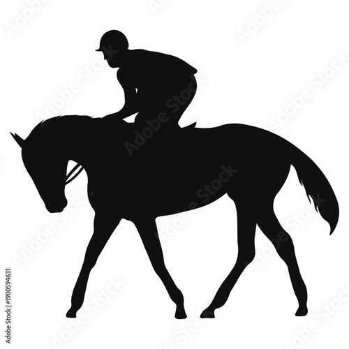 Horse Riders Silhouette on White Background. Vector Illustration.