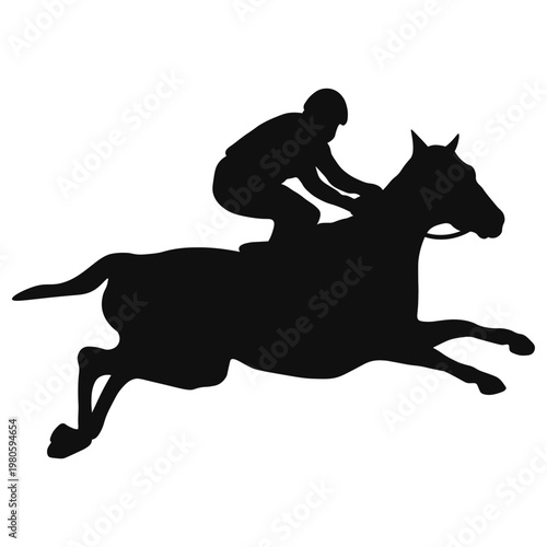 Horse Riders Silhouette on White Background. Vector Illustration.
