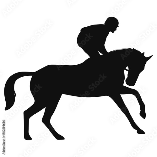 Horse Riders Silhouette on White Background. Vector Illustration.