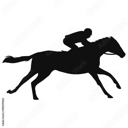 Horse Riders Silhouette on White Background. Vector Illustration.