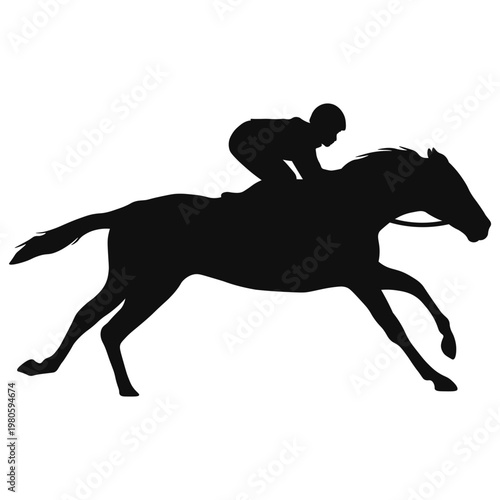 Horse Riders Silhouette on White Background. Vector Illustration.