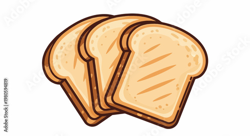 Cartoon slices of golden-brown toasted bread arranged in a fanned formation