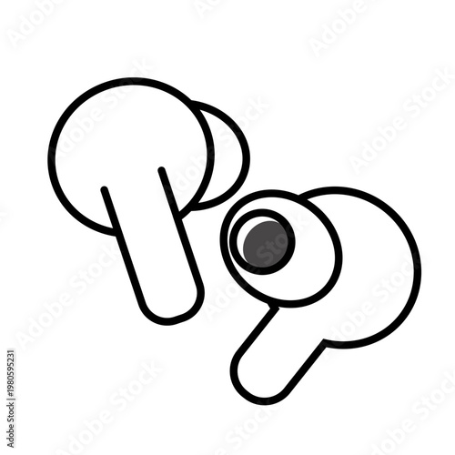 両耳のワイヤレスイヤホンのシンプルなベクターイラスト
