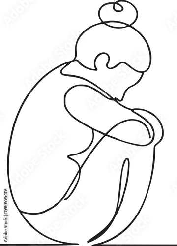 Depressed girl in depression, stressed, headache and despair Vector illustration isolated on background. Meantal heath girl problem vector.