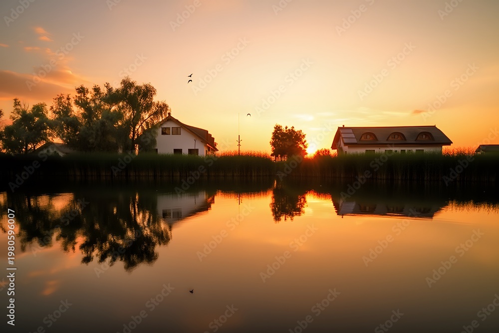 Fototapeta premium sunrise over the river