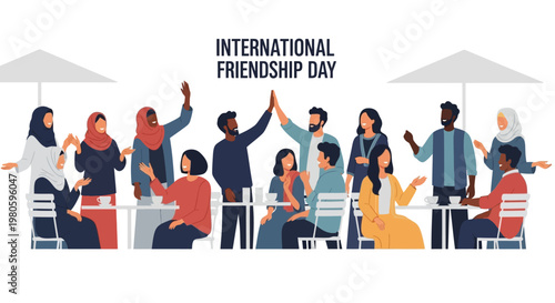 Diverse Group of Young People Celebrating International Friendship Day.