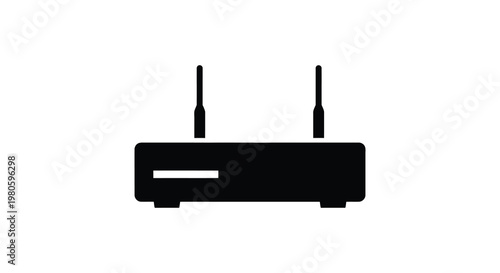 Black wireless router icon simple design minimalist vector graphic silhouette
