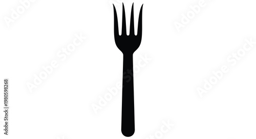 A simple black fork illustration against a white background silhouette