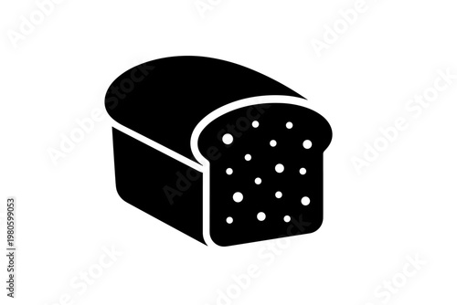 Simple black loaf of bread icon showing a sliced end, minimalist bakery symbol for food app and menu design flat vector icon