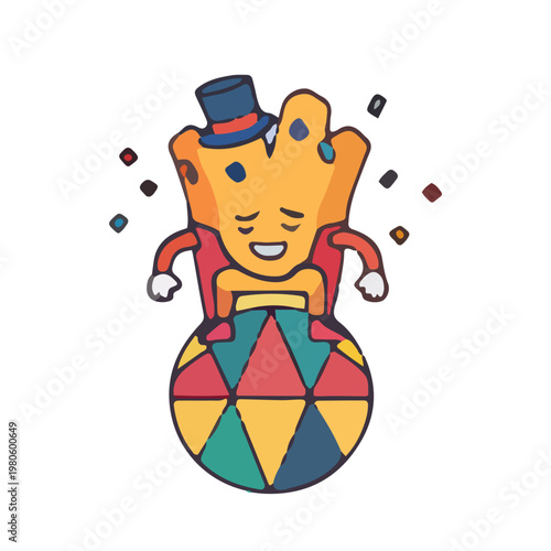 Cute Cartoon French Fry Circus Performer