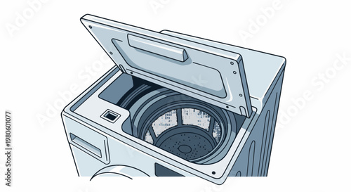 Open top loader washing machine drum with detailed textured pattern