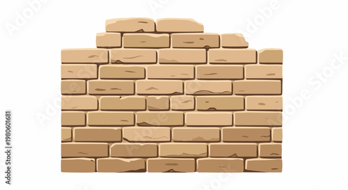 Tan brick wall with a broken top edge