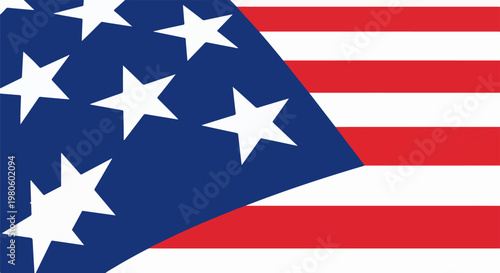 Stylized patriotic banner with white stars on blue and red stripes